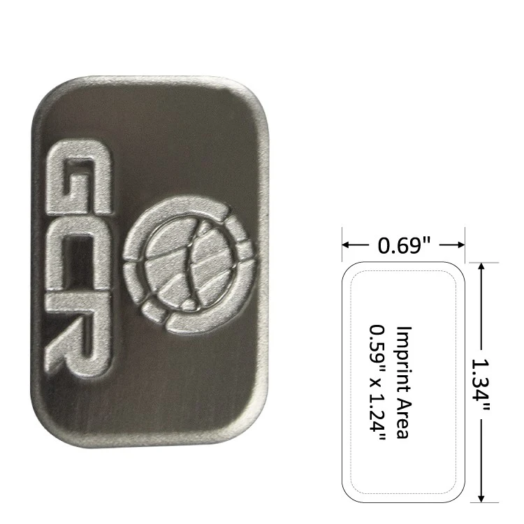 Rectangle 0.69" Polished Nickel Etched Lapel Pin - USA Made 1
