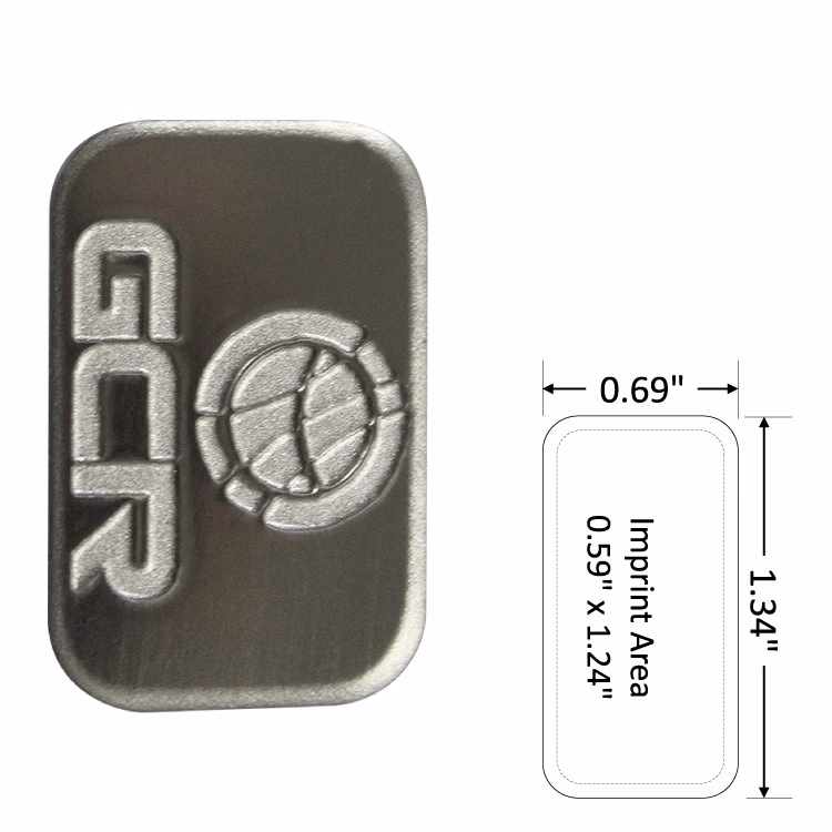 Rectangle 0.69" Polished Nickel Etched Lapel Pin - USA Made