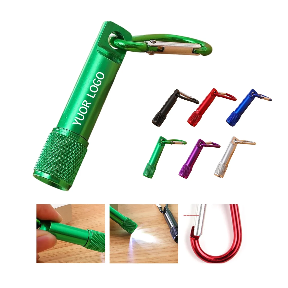 Aluminum Alloy Mini Flashlight with Carabiner Hook 1