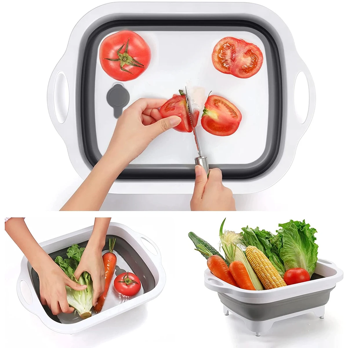 3 in 1 Collapsible Cutting Board, Washing Drain and Storage 1