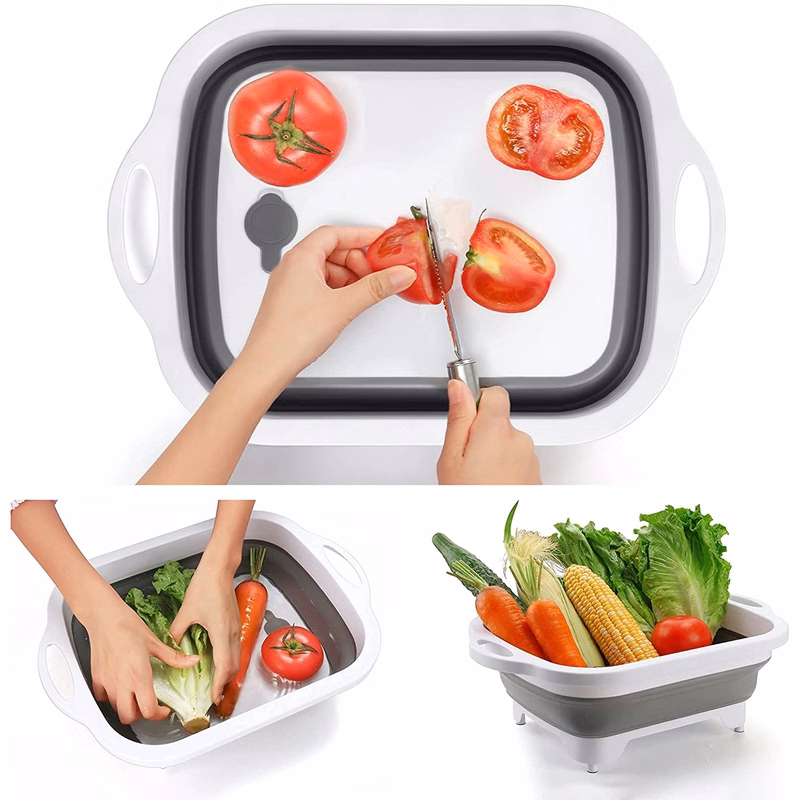 3 in 1 Collapsible Cutting Board, Washing Drain and Storage