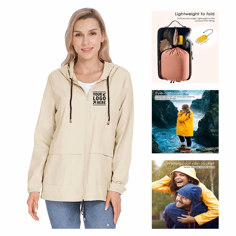 Women Packable Lightweight Rain Jacket