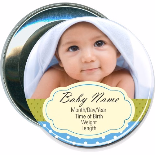 Birth Announcement, Personalized, Event Button