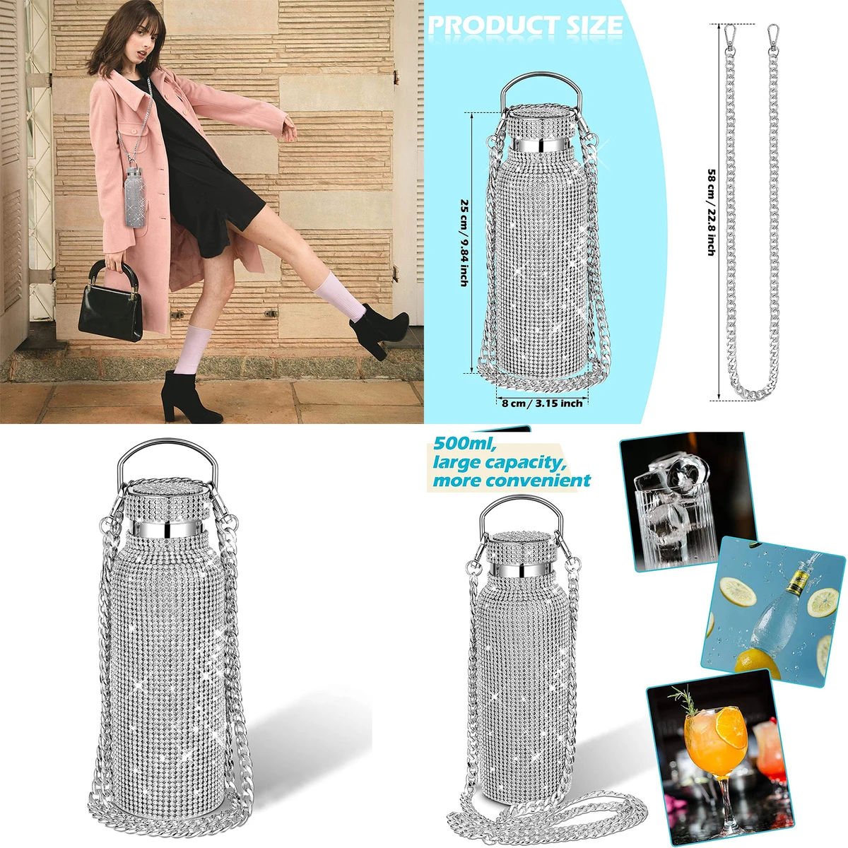 Diamond Water Bottle, custom water bottle with logo imprint 1