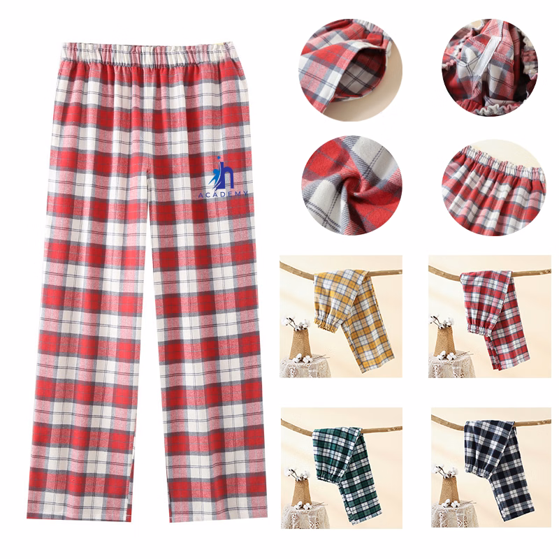 Women's Pajama Pants Long Sleep Soft Cotton Elastic Waist Bottoms Plaid Lounge