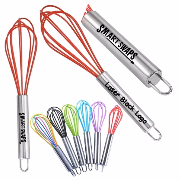 Custom Stainless Steel Handled Rubber Whisk — Professional Barware & Culinary Giveaway