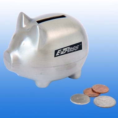 PEWTER FINISH LARGE PIG BANK