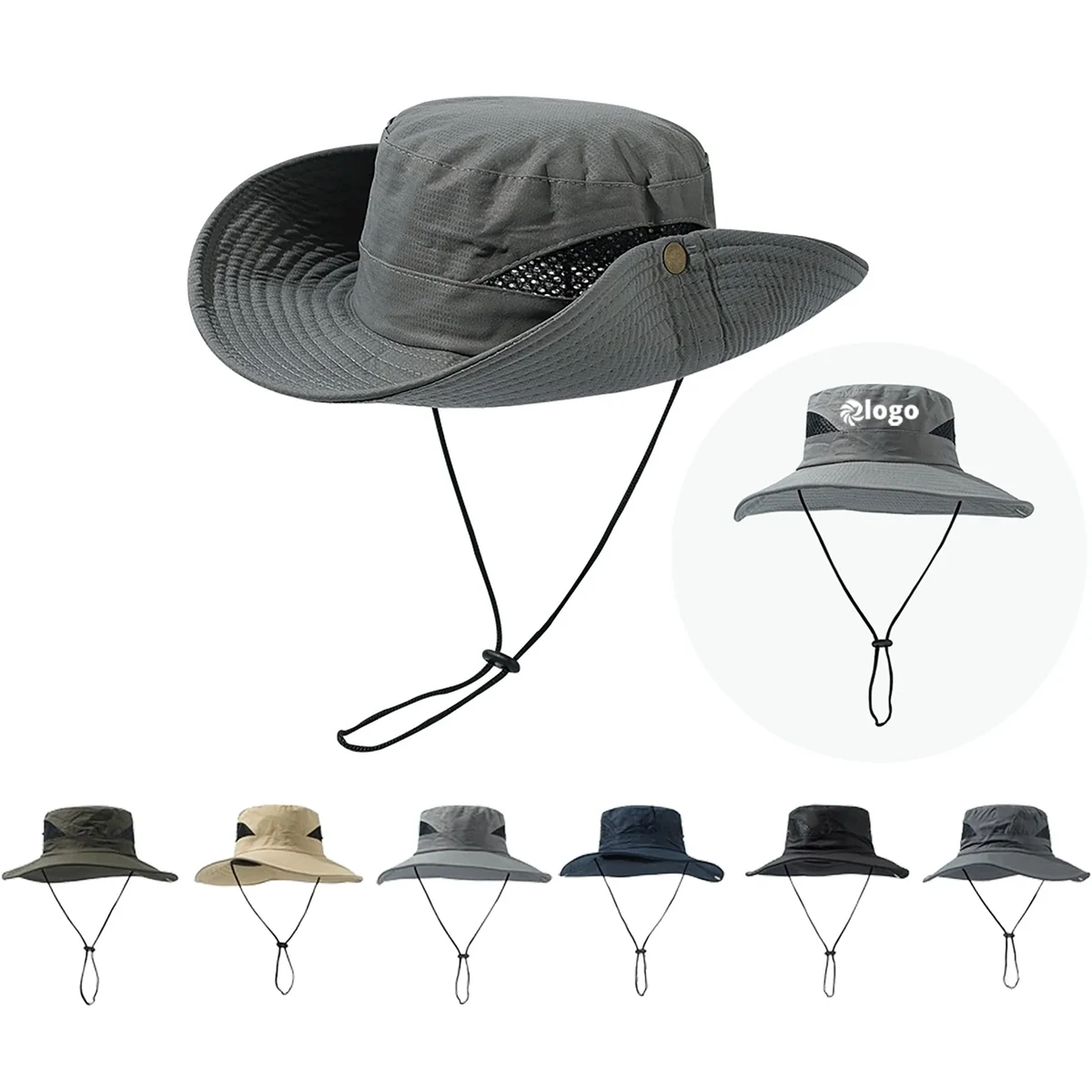 Wide Brim UV Protection Mesh Sides Bucket Fishing Hat 1