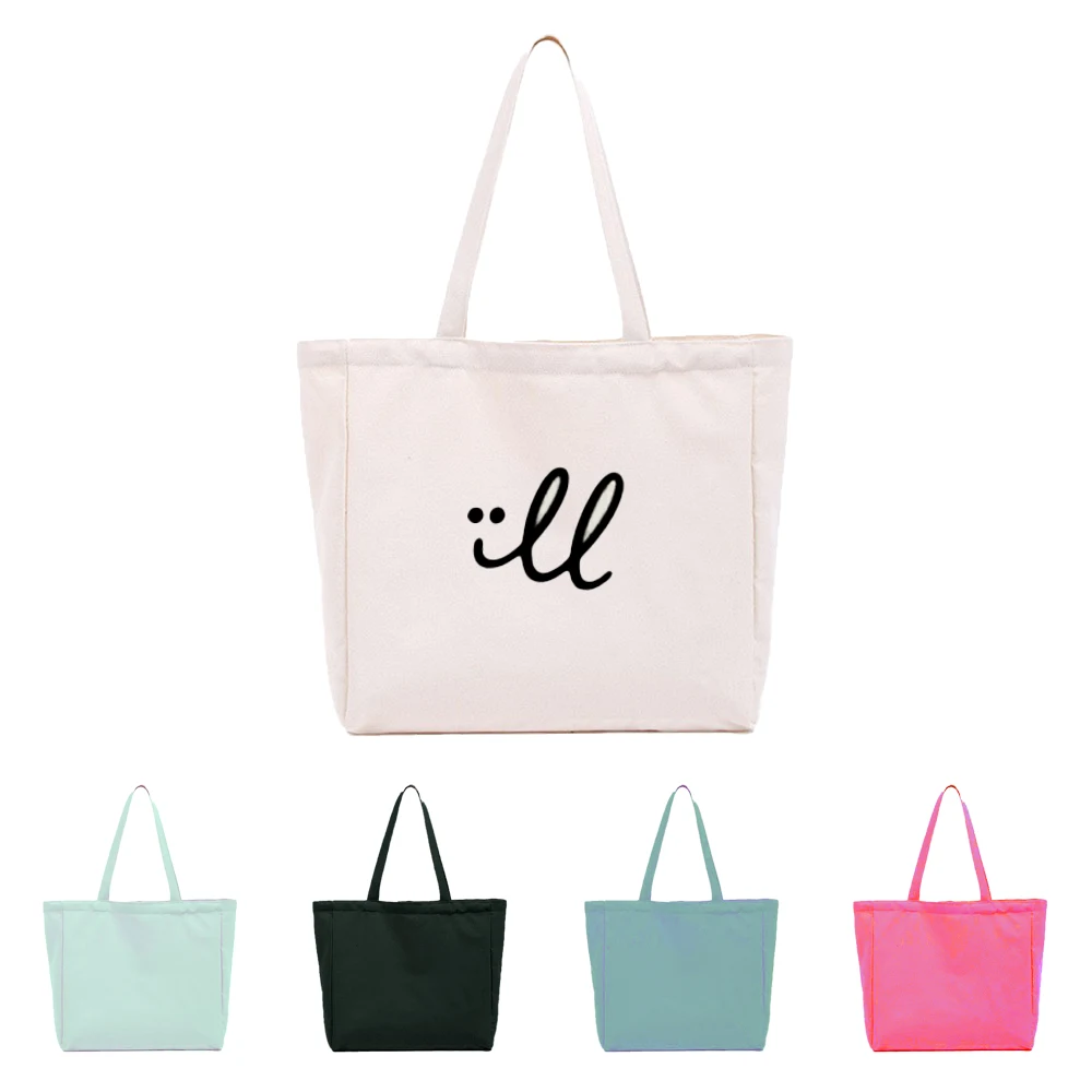 Eco-Friendly Canvas Cotton Grocery Shopping Tote Bag, custom tote bag with logo imprint 1