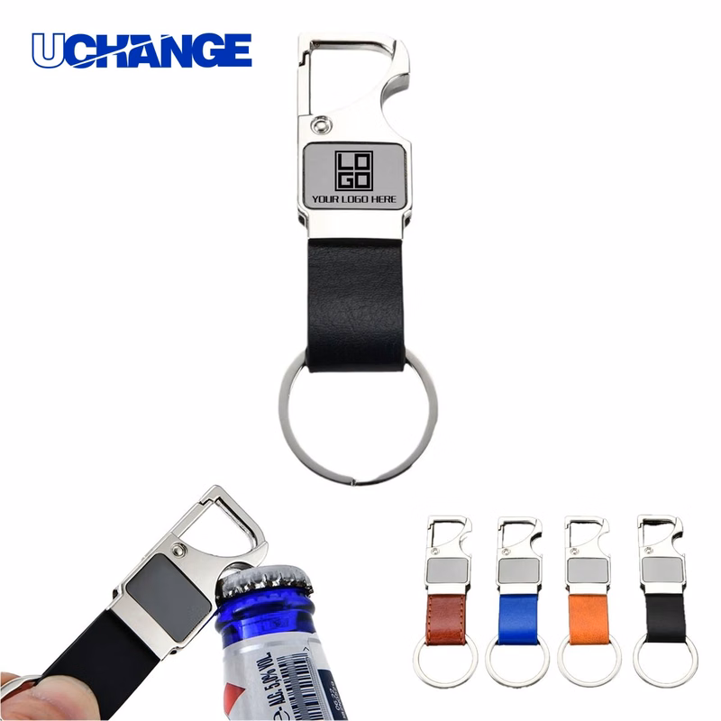 LED Leather Bottle Opener Keychain