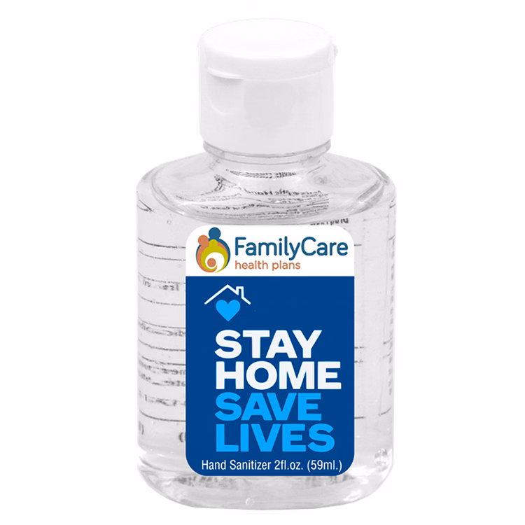 2.0 oz Hand Sanitizer Antibacterial Gel in Flip Top Squeeze Bottle (PhotoImage 4 Color)