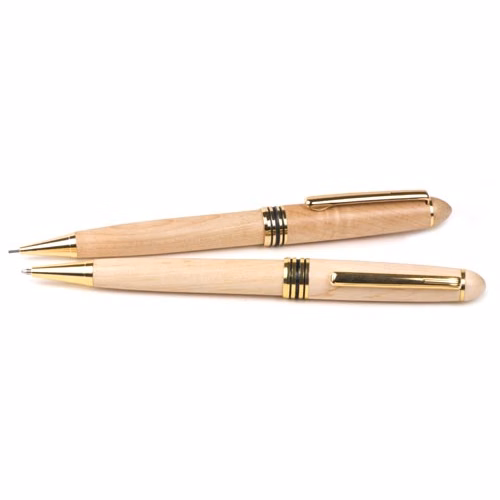 Wooden Illusion Series Twist Action Ballpoint Pen & Pencil Set
