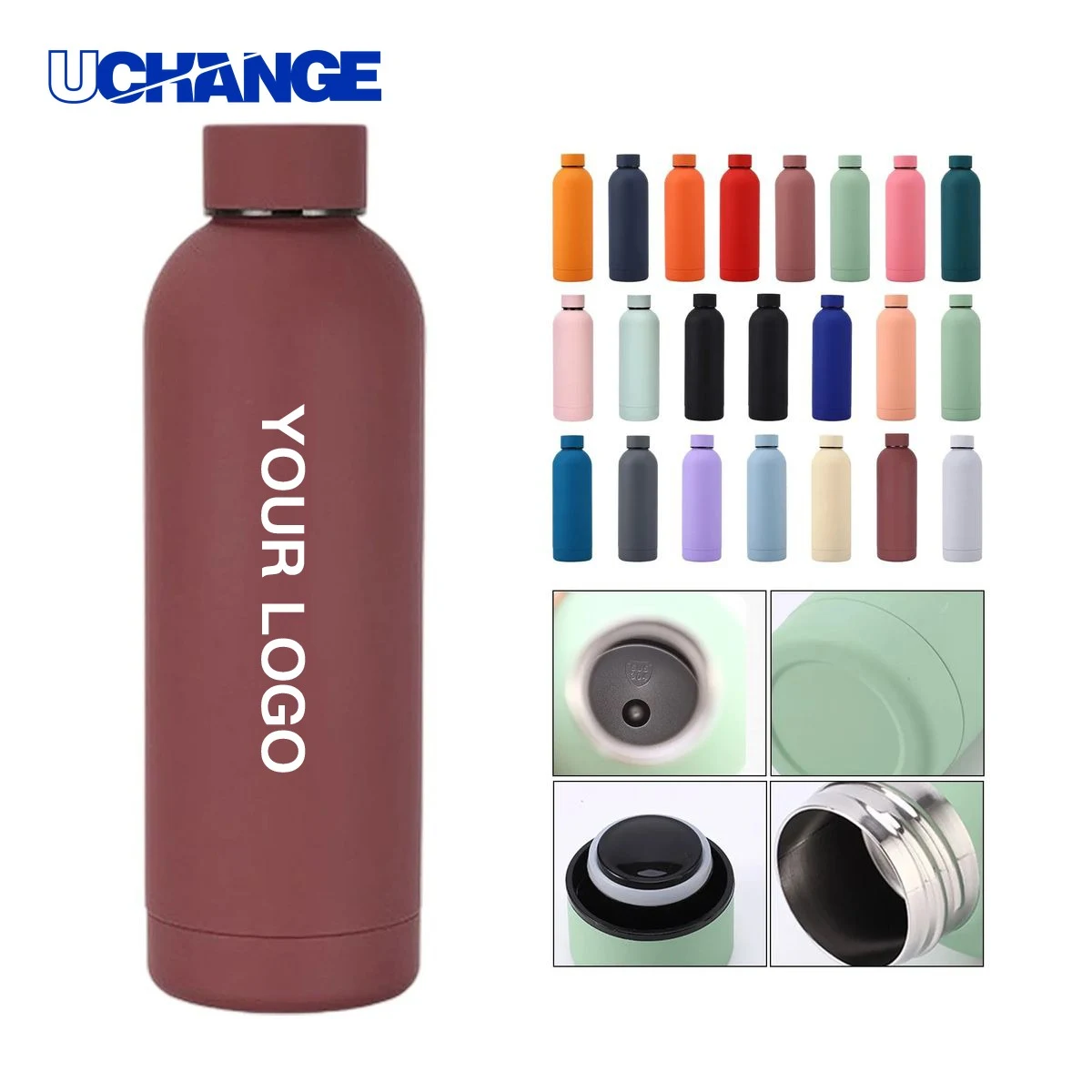 Stainless Water Bottle Drinkware Double Wall with Straw Lid, custom water bottle with logo imprint 1