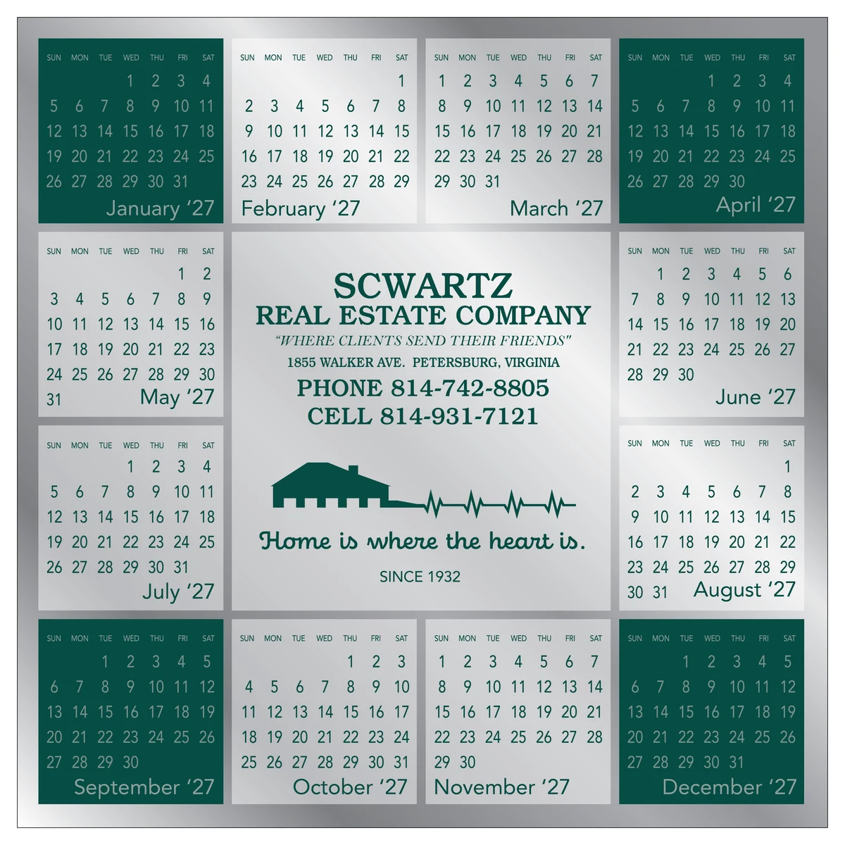 Chrome Mylar Year-at-a-Glance Wall Calendar 1