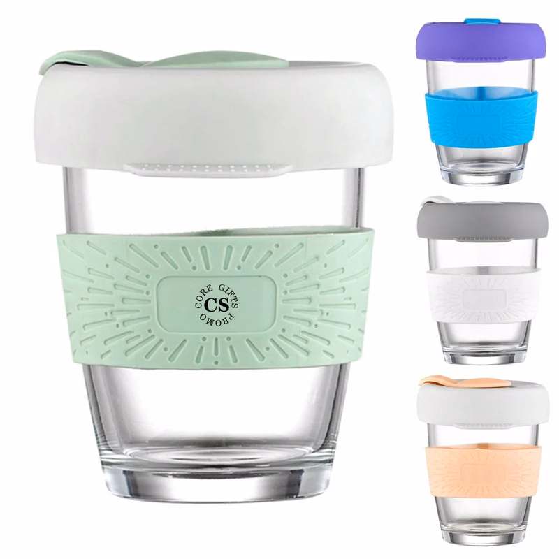 Glass Travel Mugs With Silicone Lid And Sleeve