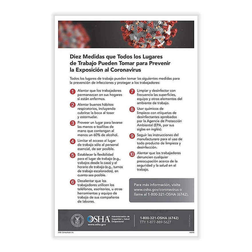 Reduce Risk Of COVID-19 Exposure Poster (Spanish) 1