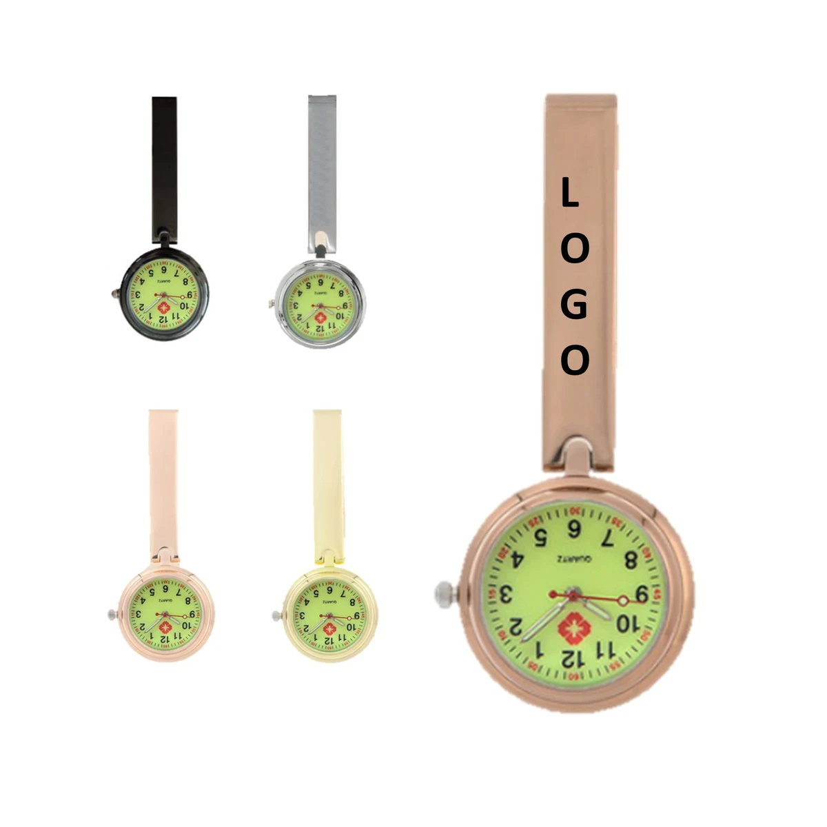 Luminous Stainless Steel Clip Brooch Nurse Watch 1