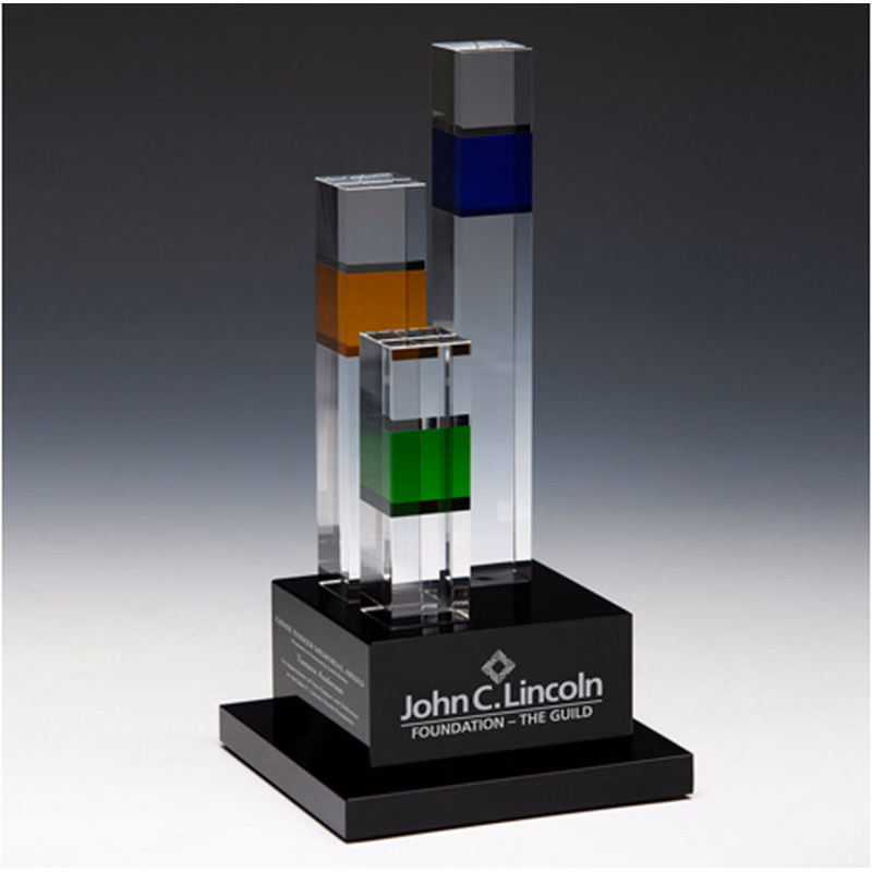 Optical Crystal Modern Square Tower with Multi Colors Design