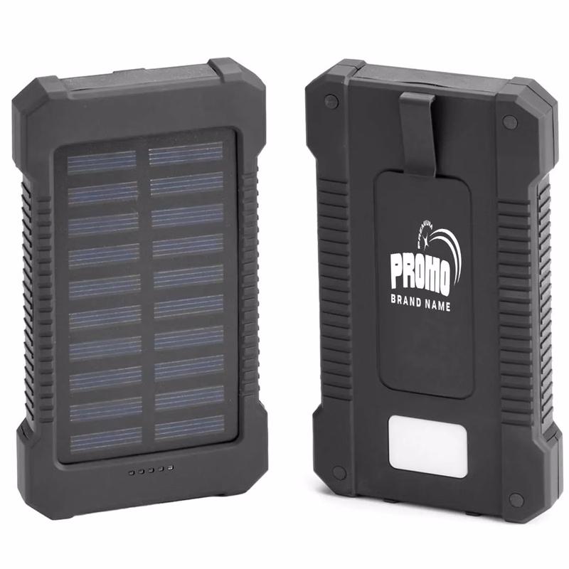 10,000-mAh Solar Power Bank W/ Flashlight compass Carabiner