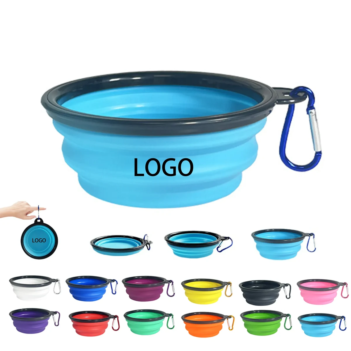 MOQ 50 12oz Foldable Pet Travel Bowl with Silicone Design 1