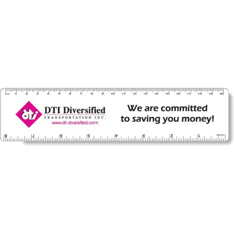 .020 White Plastic Rulers 1.88"x8.25" Rectangle / Round Corner, Spot Colour 1