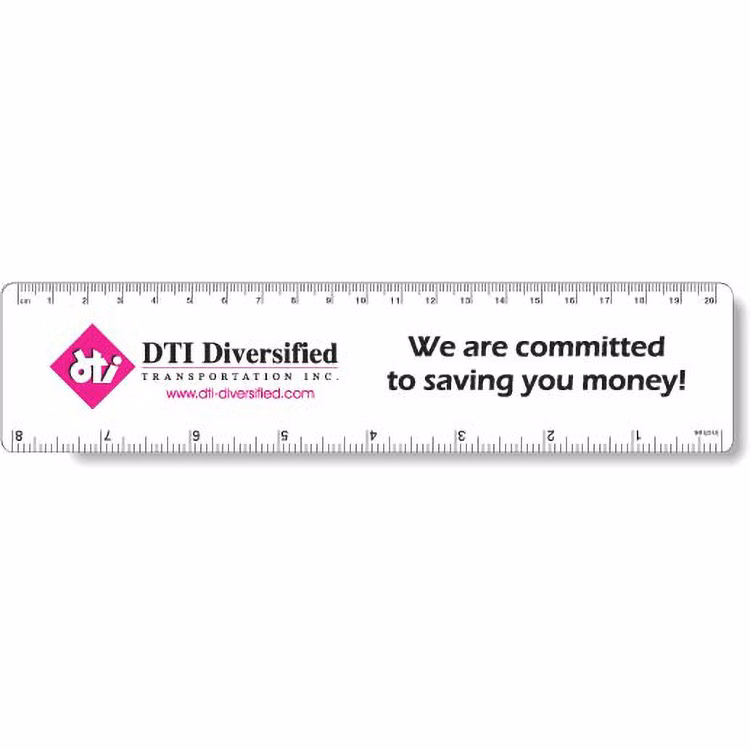 .020 White Plastic Rulers 1.88"x8.25" Rectangle / Round Corner, Spot Colour