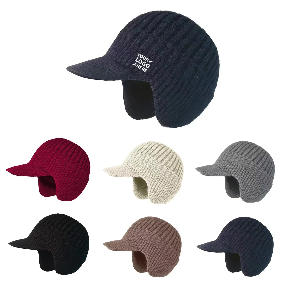Winter Visor Beanie Hat with Earflaps 1