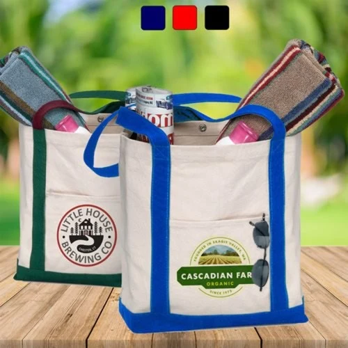 Full Sublimation 12 Oz Poly Canvas Tote Bag - 14"W X 17"H X 7"G; Handle Length: 25" 1