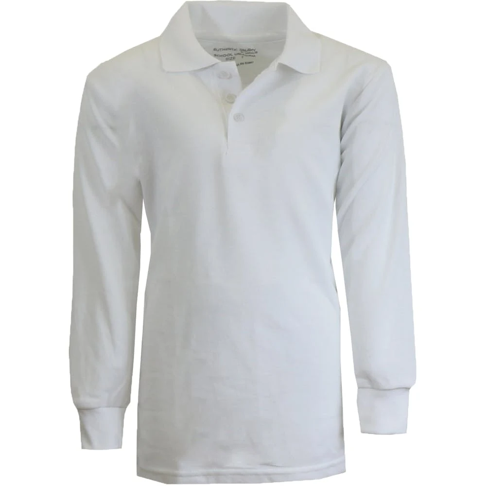 Boys' Uniform Polo Shirts - Size 7 White Long Sleeve 1