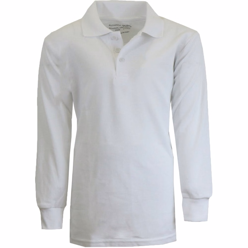 Boys' Uniform Polo Shirts - Size 6 White Long Sleeve