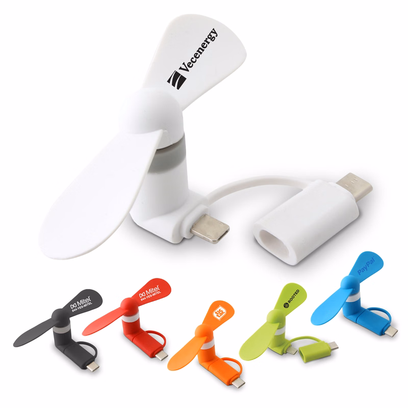 Cell Phone Fan for iPhone, USB-C & Micro-USB phones