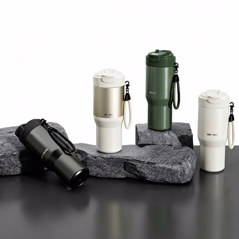 700&1000ML Insulated Stainless Steel Giant Tumbler With DualSip Lid And Carrying Rope For Travel&Car