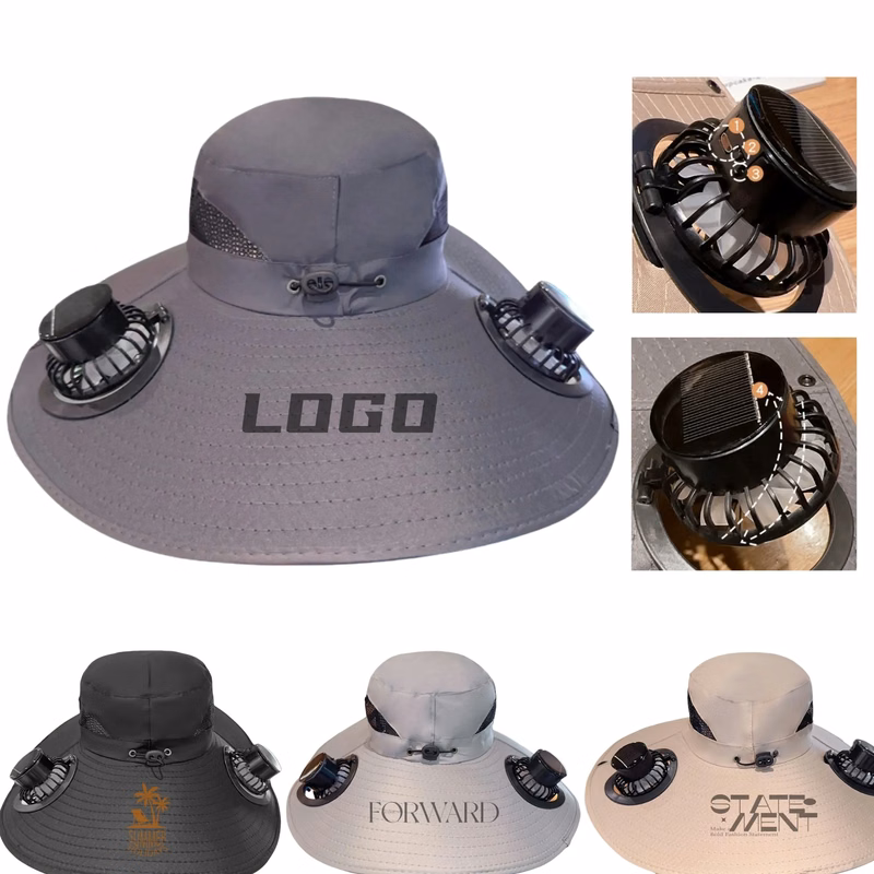 Summer Outdoor Sun Hat with Cooling Fan for Corporate Events