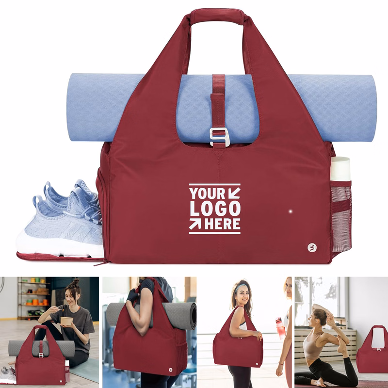 Women Adjustable Yoga Mat Holder Gym Bag with Shoes Compartment 