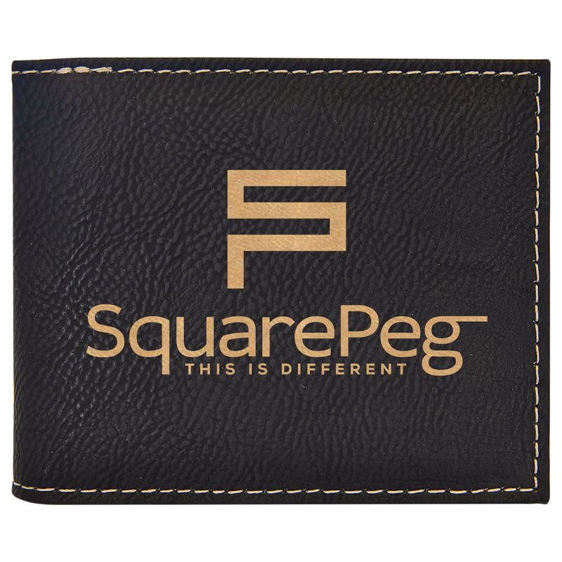 Black/Gold Leatherette Bi-Fold Wallet w/ Flip ID Display