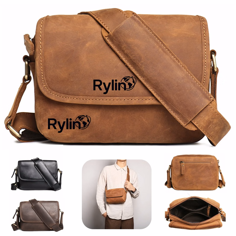 Vintage Crazy Horse Leather Shoulder Crossbody Bag