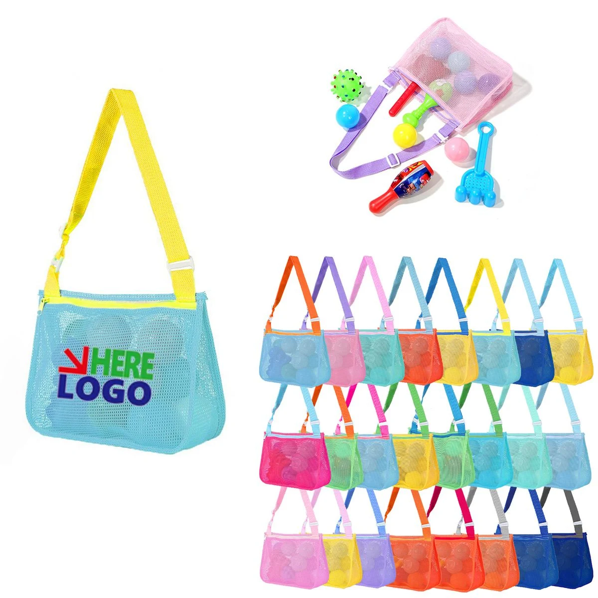 MOQ20 Polyester Mesh Beach Shoulder Bag 1