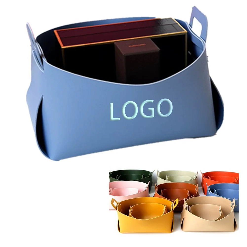 Leather Organizer Storage Box With Handle 1