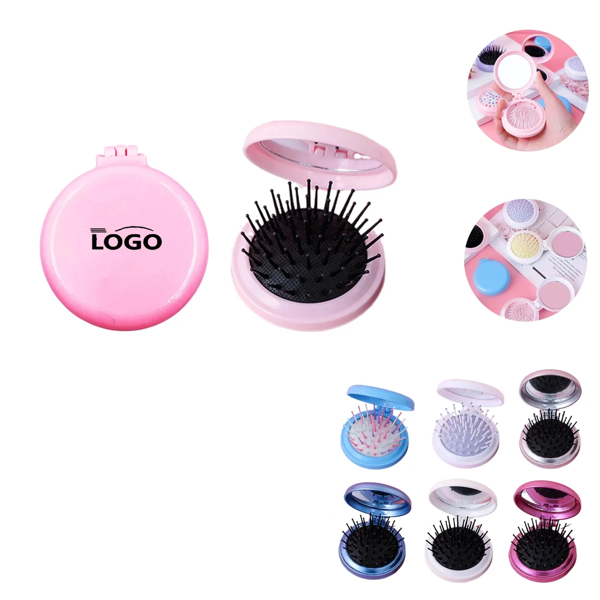 MOQ100 Portable Folding Air Cushion Comb with Mirror 1