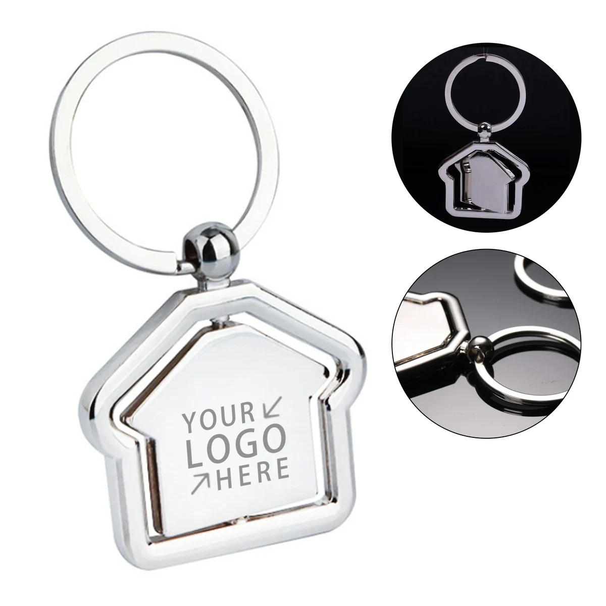 Metal Spinning House Shaped Keychain 1