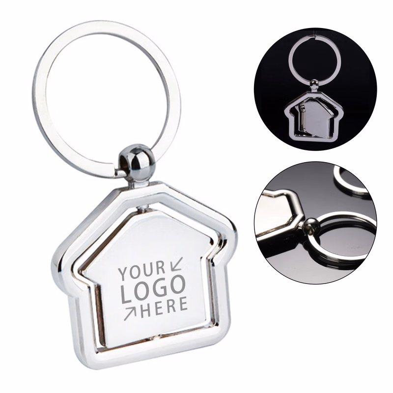 Metal Spinning House Shaped Keychain