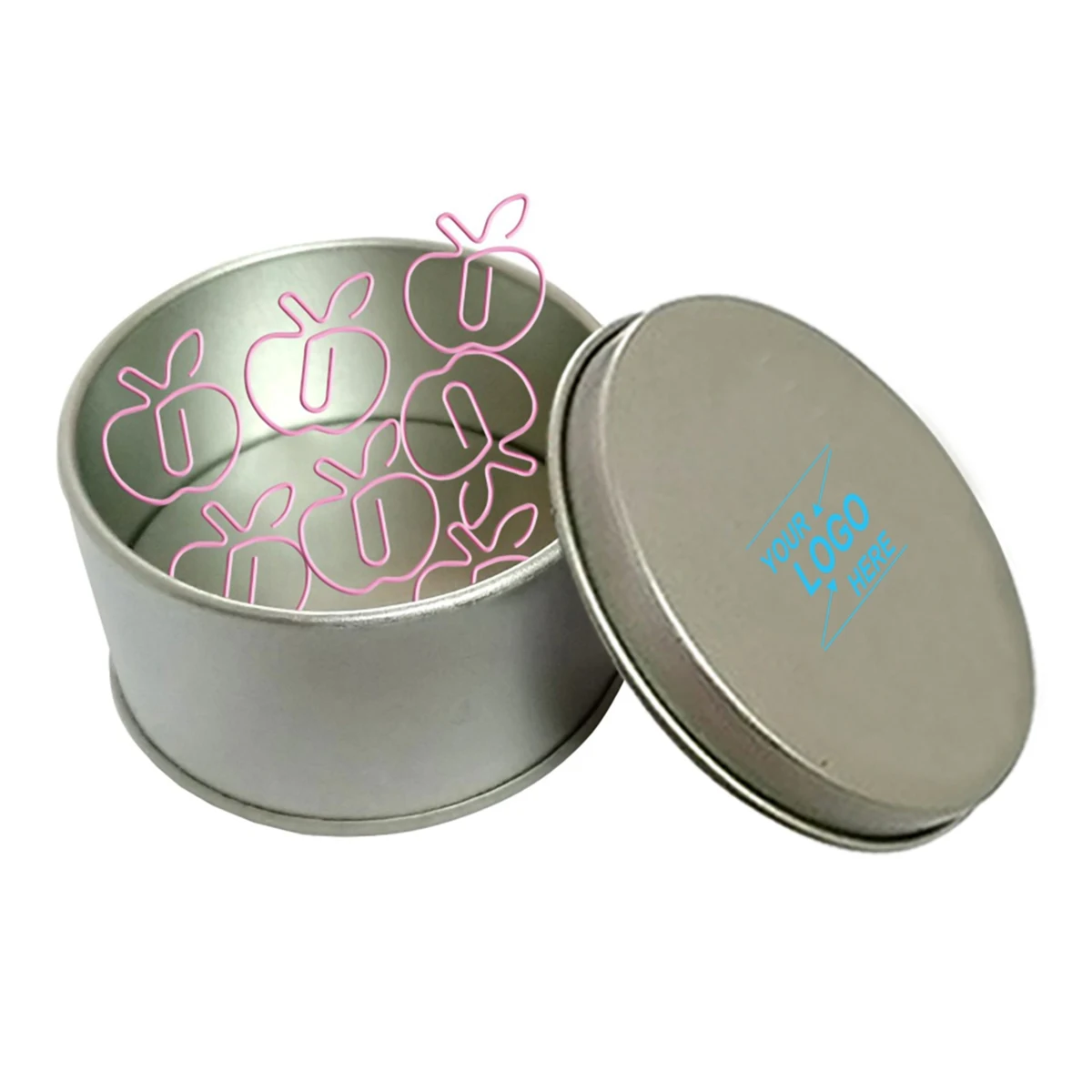 Apple Shaped Paper Clips w/Tin Container 1