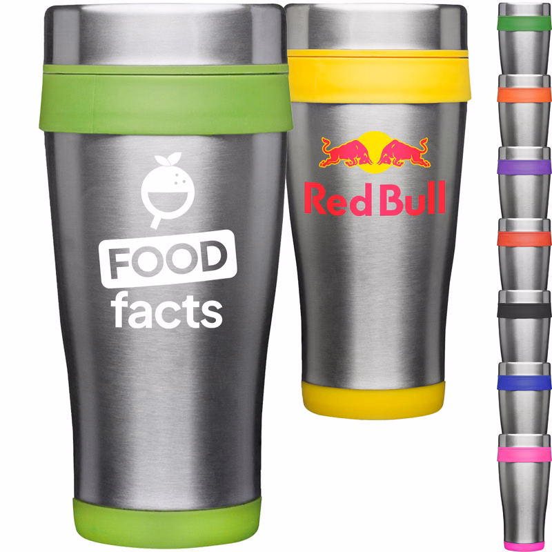 16 oz Curved Steel Acrylic Tumbler w/Slide Lock Color Accent