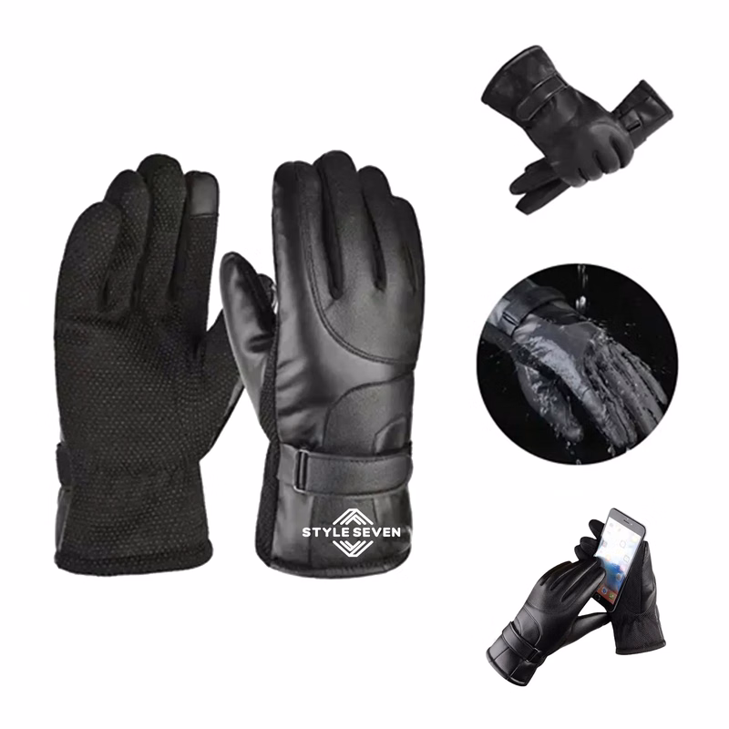 Leather Motorcycle Warm Gloves