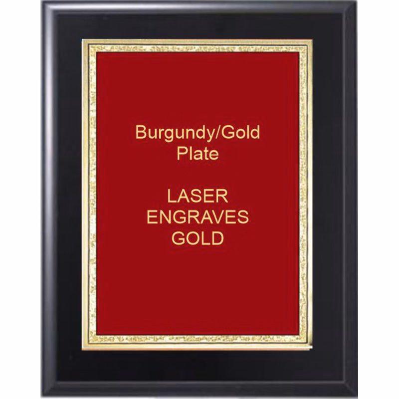 6" x 8" Solid Black Matte Finish Plaque with a Red Florentine Plate