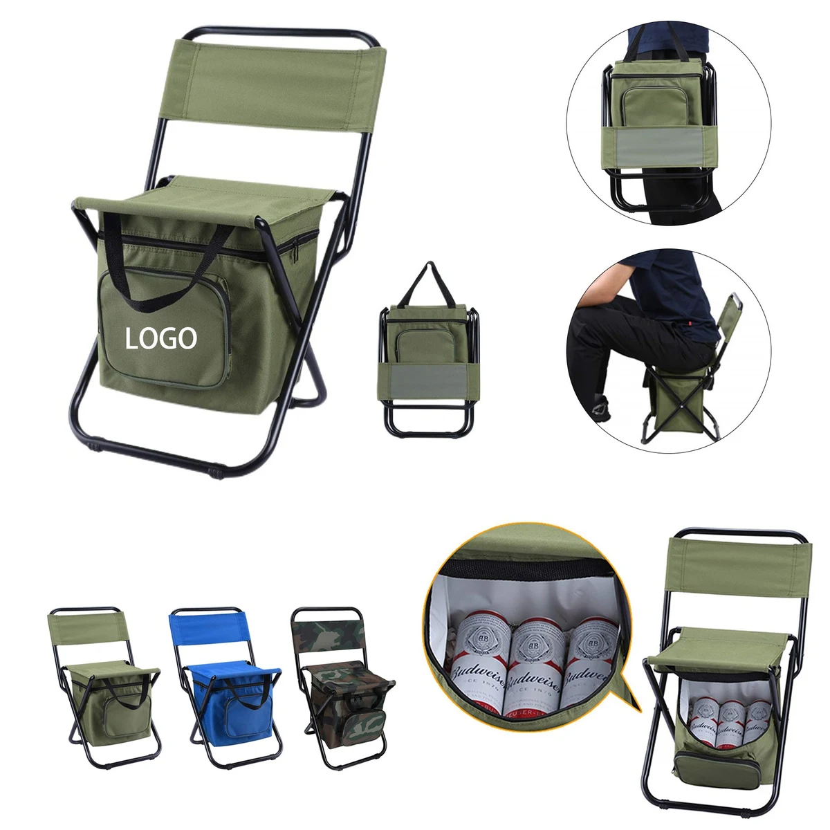 Versatile Camping Folding Chair with Insulated Ice Pack Pouch 1