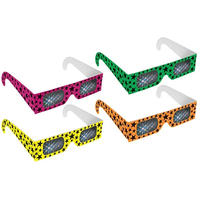 Fireworks Glasses - Assorted Neon w/ Stars - Stock Imprint 1