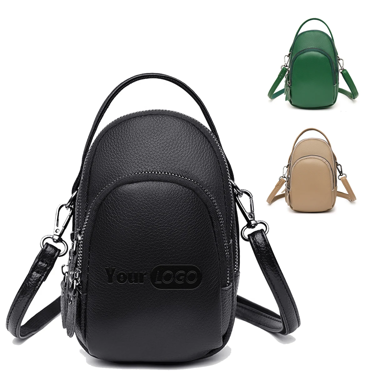 Leather Two Compartment Phone Crossbody Mini Bag 1