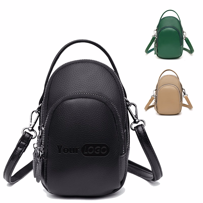 Leather Two Compartment Phone Crossbody Mini Bag