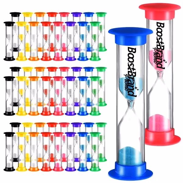 Custom 2 Minute Glass Sand Timer with Vibrant Colors — Educational Desk Timer